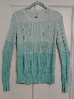 Forever 21 Cotton Blend Aqua Ombre Pullover Sweater